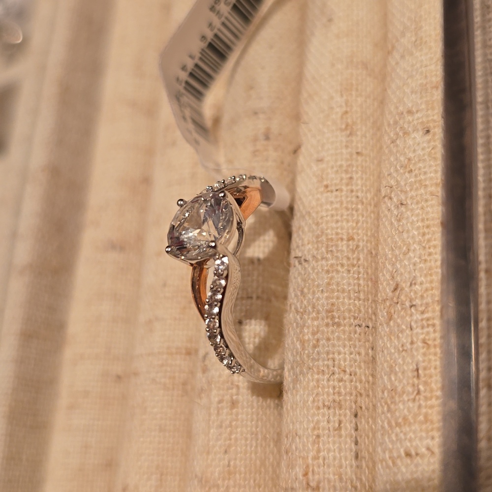 KOHL'S 14K GOLD OVER STERLING SILVER LAB CREATED WHITE SAPPHIRE RING SIZE 7